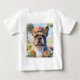 Camiseta Französische Bulldogge mit Blumenkranz zum Muttert