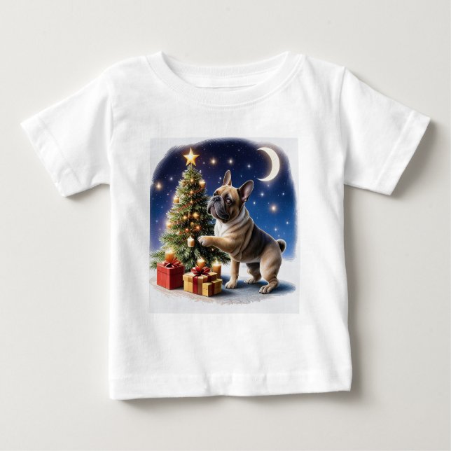 Camiseta Französische Bulldogge Weihnachten Baum (Frente)
