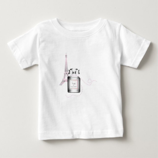 Camiseta Frasco de Parfum com Torre Eiffel e Bebê Rope (Frente)