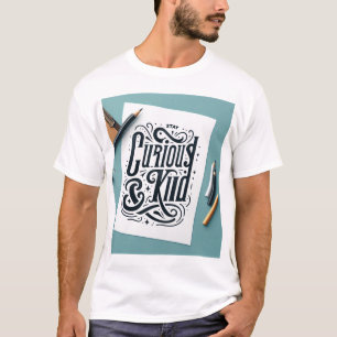 Camiseta Frase Desenhada à Mão Decorativa: "Mantenha-se Cur