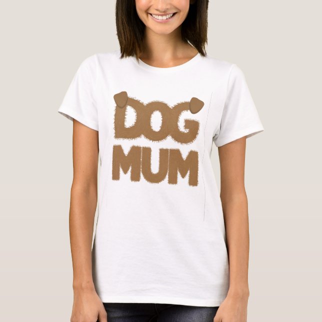 Camiseta Frase "mãe de cão", "fofa", com desenho animado de (Frente)