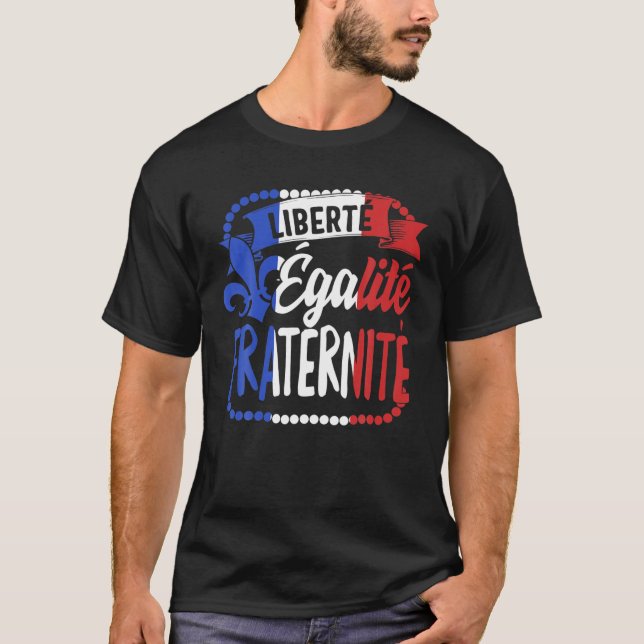Camiseta Fraternidade da Liberdade Dia da Bastilha Francesa (Frente)