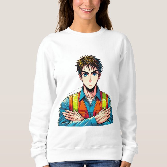 Camiseta Frauen Sweatshirt mit Manga-Sicherheitsfachmann (Frente)