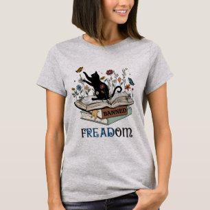 Camiseta FREADOM - Gatos e Livros - Leio Livros Banidos