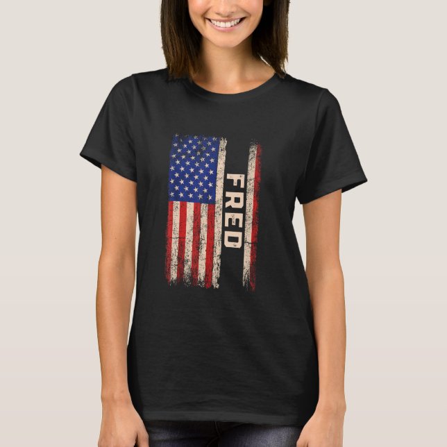 Camiseta Fred First Name Shirt Fred Name American Flag (Frente)