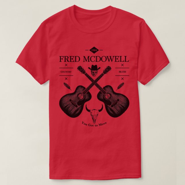 Camiseta Fred McDowell Logotipo de Violão Acústico (Frente do Design)