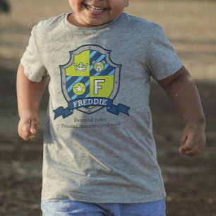Camiseta Freddie letra F nome de menino significado brasão