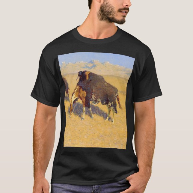 Camiseta Frederic Remington - Indianos Simulando Buffalo (Frente)