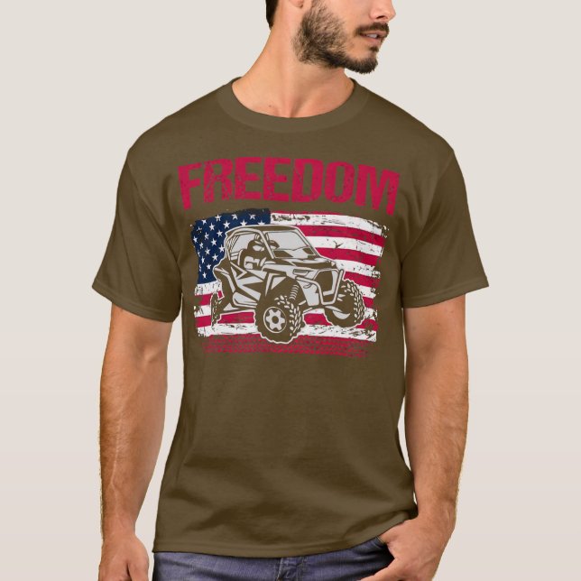 Camiseta Fredom SXS UTV lado a lado com bandeira americana (Frente)