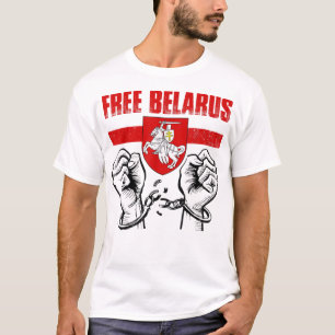 Camiseta FREE BELARUS Pogonya Belarus Flag White Red Whi