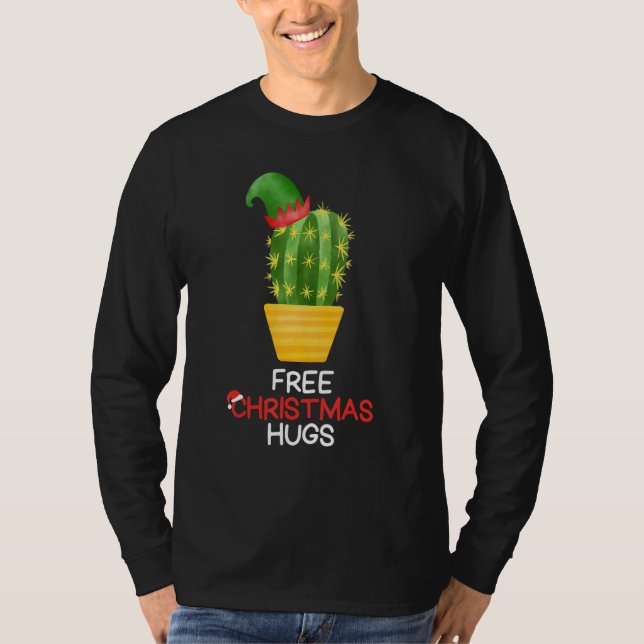 Camiseta Free Christmas Hugs Cactus (Frente)