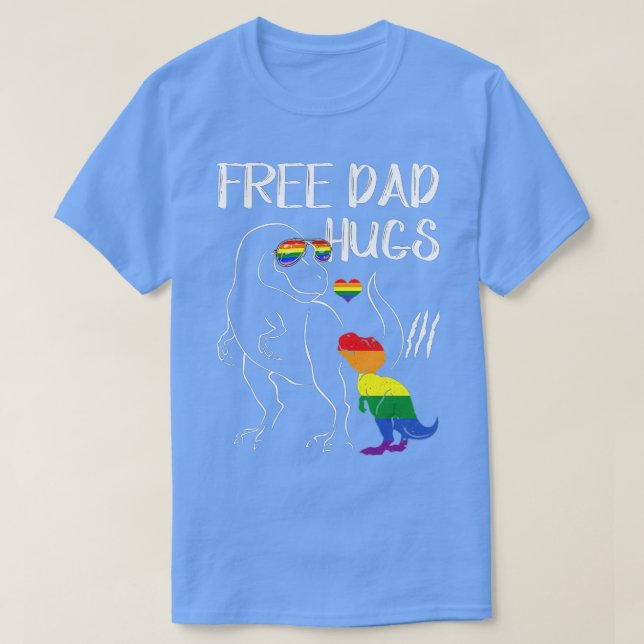 Camiseta Free Dad Hugs LGBT Pride Dad Dinosaur Rex  Gift  (Frente do Design)