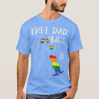 Camiseta Free Dad Hugs LGBT Pride Dad Dinosaur Rex  Gift 