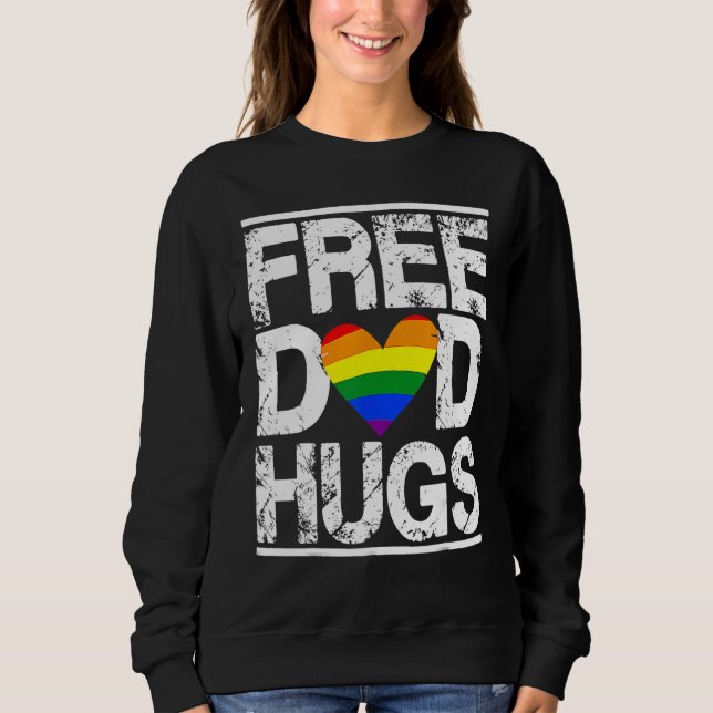 Camiseta Free Dad Hugs Rainbow LGBT Pride Month Fathers Day (Frente)