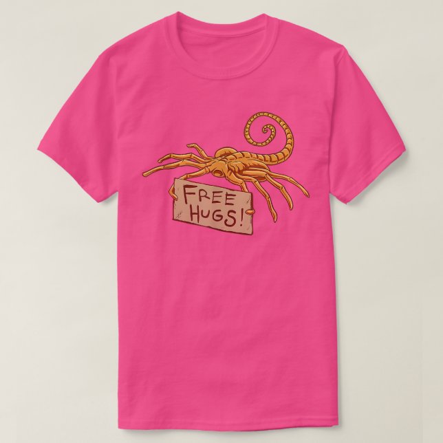 Camiseta Free Hugs Funny Facehugger Aliens  (Frente do Design)
