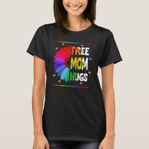 Camiseta Free Mãe Hugs Lgbt Lgbtq Pride Rainbow Sunflower