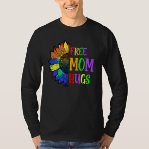 Camiseta Free Mãe Hugs Lgbt Lgbtq Pride Rainbow Sunflower