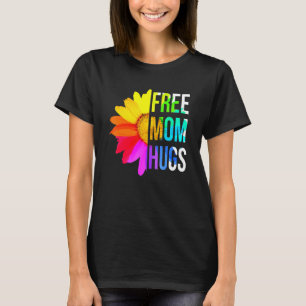 Camiseta Free Mãe Hugs Orgulho gay Lgbt Daisy Rainbow Flowe