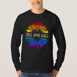 Camiseta Free Mãe Hugs Orgulho gay Lgbt Daisy Rainbow Flowe