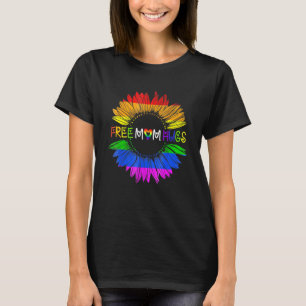 Camiseta Free Mãe Hugs Orgulho gay Lgbt Daisy Rainbow Sunfl