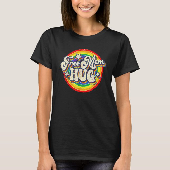 Camiseta Free Mom Hug LGBT Pride Pride Mom Month Retro Vint (Frente)