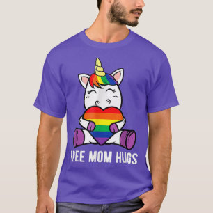 Camiseta Free Mom Hugs Funny Unicorn Gay LGBT Pride Month G