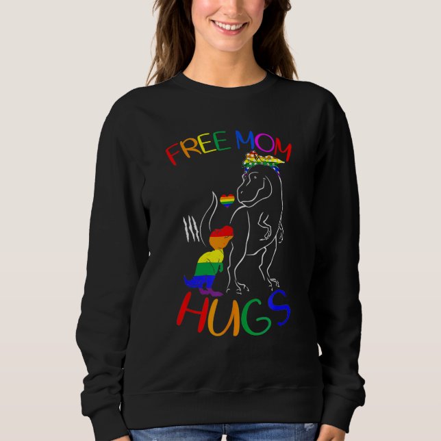Camiseta Free Mom Hugs LGBT Pride Mama Dinosaur Rex LGBT Pr (Frente)