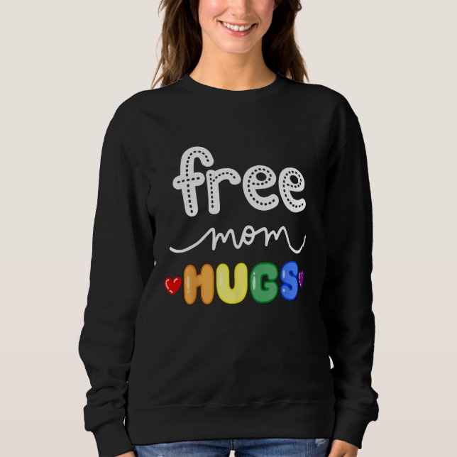 Camiseta Free Mom Hugs LGBTQ Pride Rainbow Lesbian Gay Bi T (Frente)