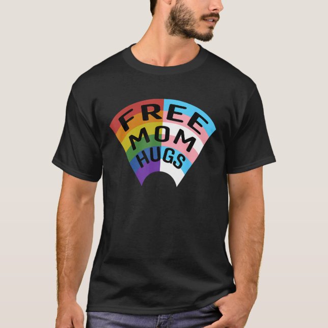 Camiseta Free Mom Hugs Rainbow LGBT Trans Kids Trans Mom (Frente)