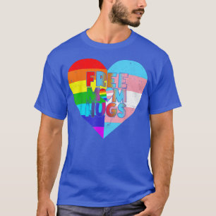 Camiseta Free Mom Hugs With Rainbow And Transgender Flag He
