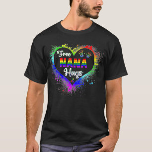 Camiseta Free Nana Hugs LBGT Heart Rainbow Orgulho gay Mês