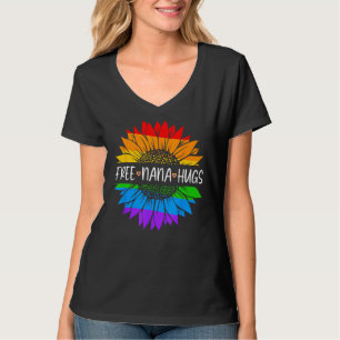 Camiseta Free Nana Hugs Rainbow Daisy Sunflower LGBT Gay Pr