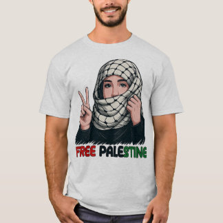 Camiseta Free Palestine Keffiyeh Girl Peace Art Tee
