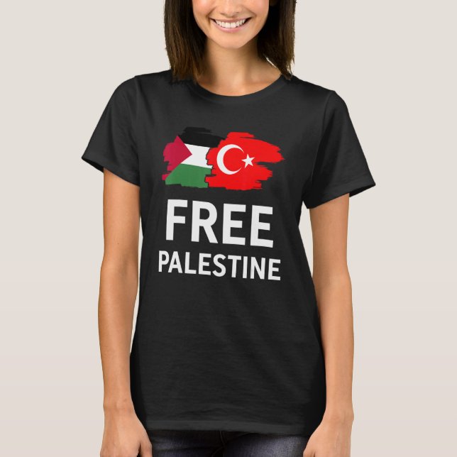 Camiseta Free Palestine Turkish Turkey Support Palestinian (Frente)
