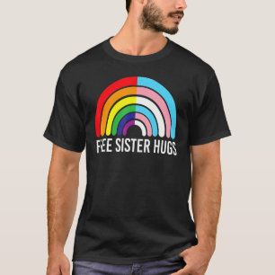Camiseta Free Sister Abraça Rainbow Transgender Flag Lgbtq 