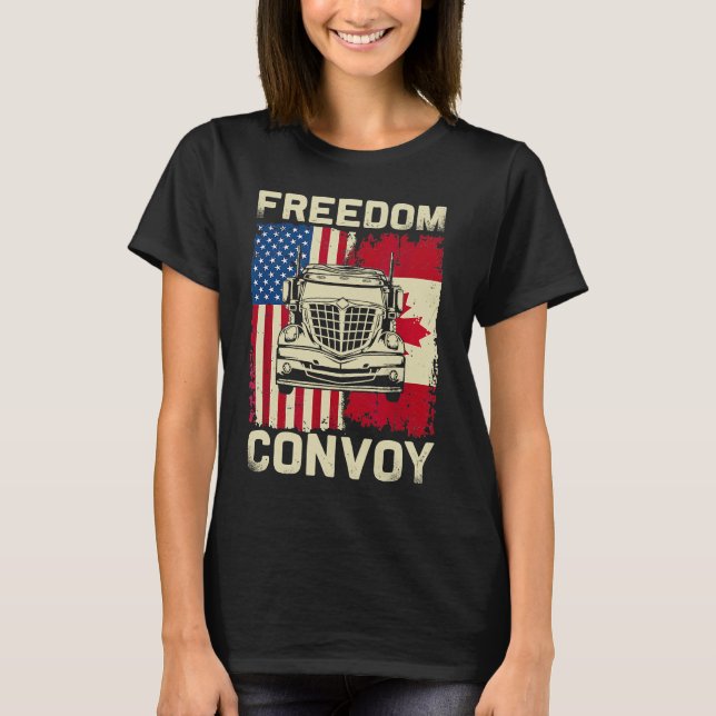 Camiseta Freedom Convoy 2022 Support Canadian Truckers Mand (Frente)
