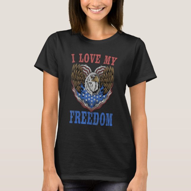 Camiseta Freedom Eagle American Flag Patriotic 4th Of July  (Frente)