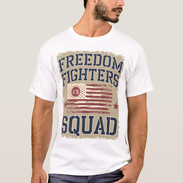 Camiseta Freedom Fighters Squad 1776 Flag USA Inde (Frente)