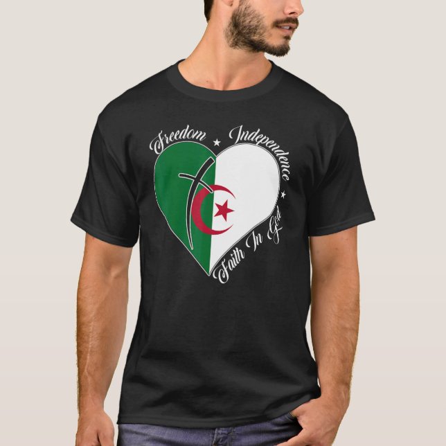 Camiseta Freedom Independence Faith In God  Christian Alger (Frente)