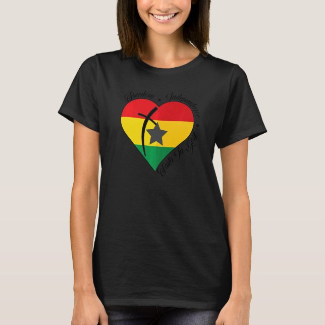 Camiseta Freedom Independence Faith In God  Christian Ghana (Frente)