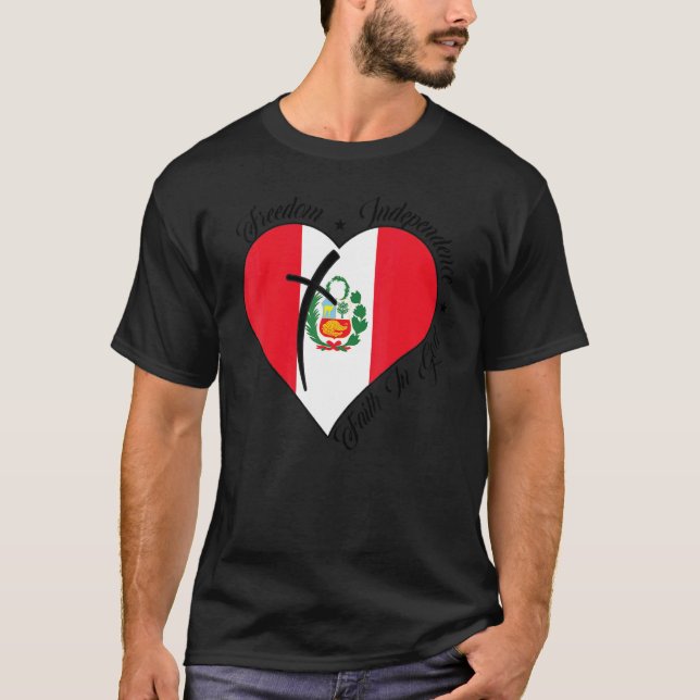 Camiseta Freedom Independence Faith In God   Christian Peru (Frente)