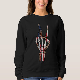 Camiseta Freedom Rocks Leopard Red White Skeleton Rock