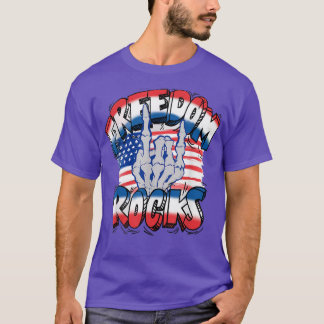Camiseta Freedom Rocks Skeleton Hand Happy 4 De Julho De Am