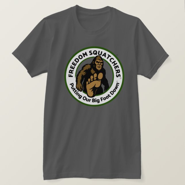 Camiseta Freedom Squatchers "Big Foot Down" (Frente do Design)
