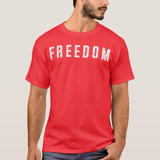 Camiseta Freedom Text Minimalist Design Bold Typography Gra (Frente)