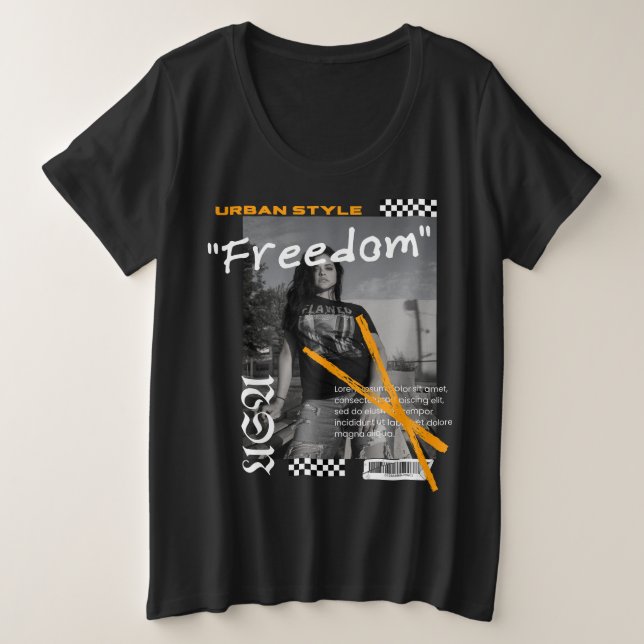 Camiseta Freedom Urban style Street veste preto nos EUA (Frente do Design)