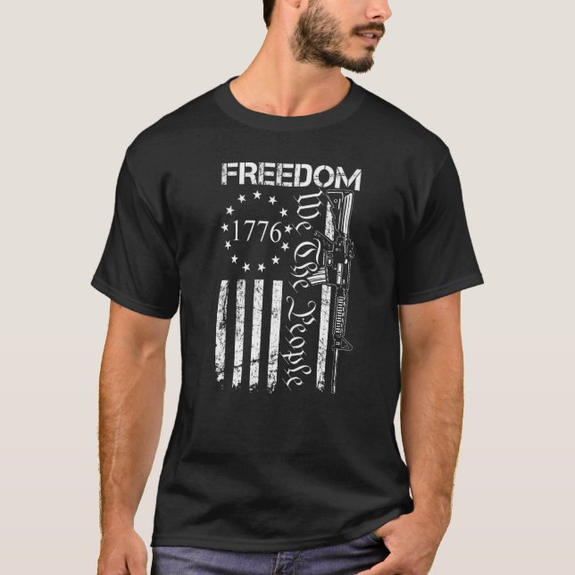 Camiseta Freedom  We The People Ar15 Usa Flag Pro Gun (Frente)