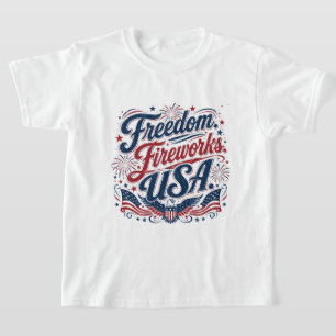 Camiseta FreedomFireworksUSA–Vintage Patriótico 4 de Julho