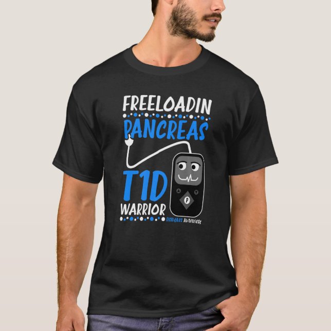 Camiseta Freeloadin Pancreas Tipo 1 Guerreiro Insulina Bomb (Frente)