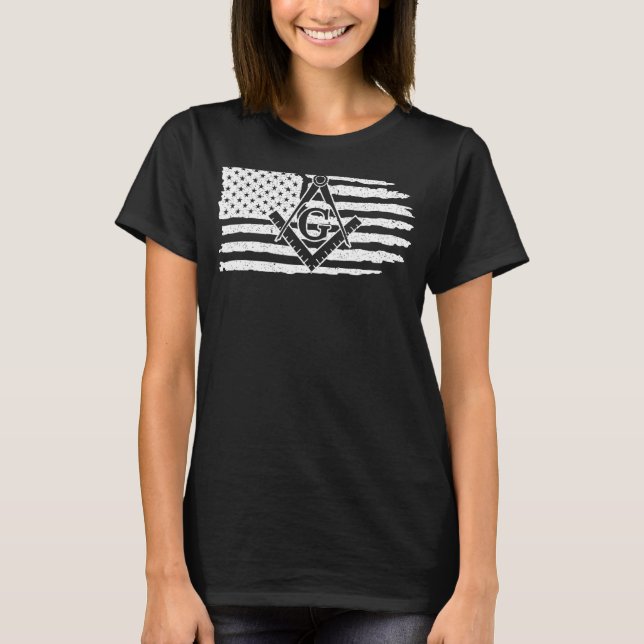 Camiseta Freemason Masonic Fraternal Freemasonry EUA Flag A (Frente)